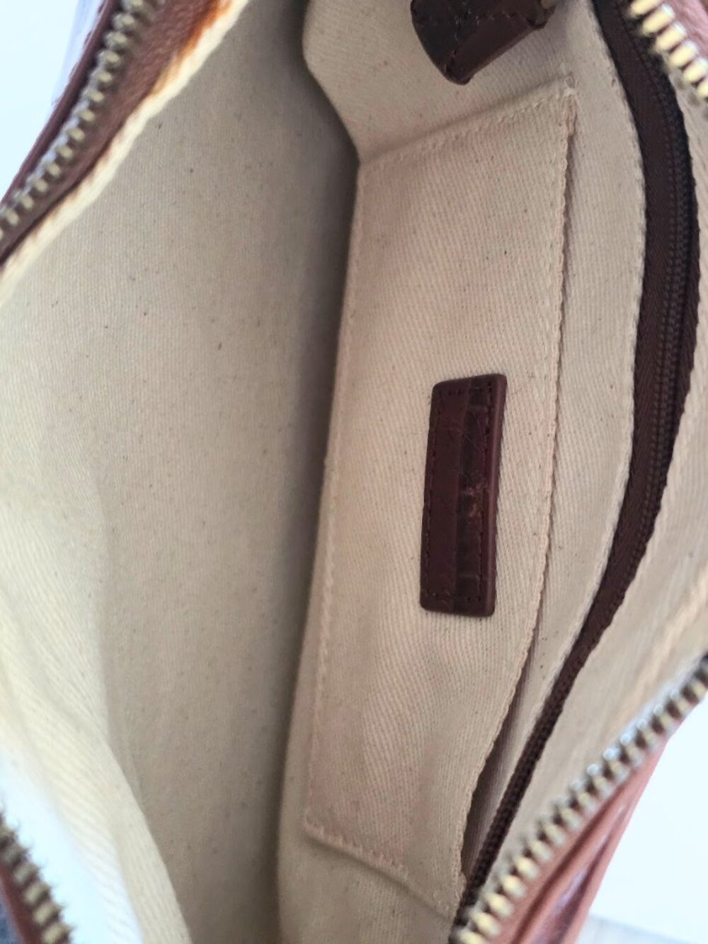 J.Crew Copenhagen Croc-Embossed Cowhide Leather Shoulder Bag Brown - Like New - Picture 6 of 16